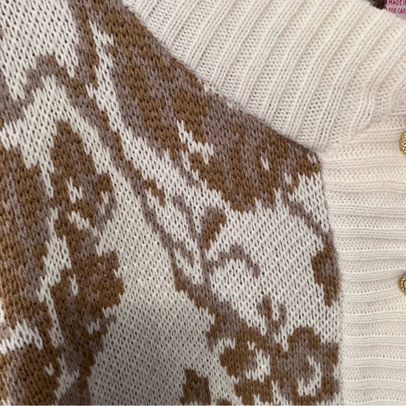 VTG Women’s Crystal Kobe Sz. M Acrylic Cardigan Floral Cottagecore Old Money - Picture 4 of 6